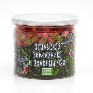 Зеленый чай с сублимированной земляникой 25гр ПЭТ банка УСВ Зеленый чай с сублимированной земляникой 25гр ПЭТ банка УСВ