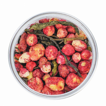 Зеленый чай с сублимированной земляникой 25гр ПЭТ банка УСВ